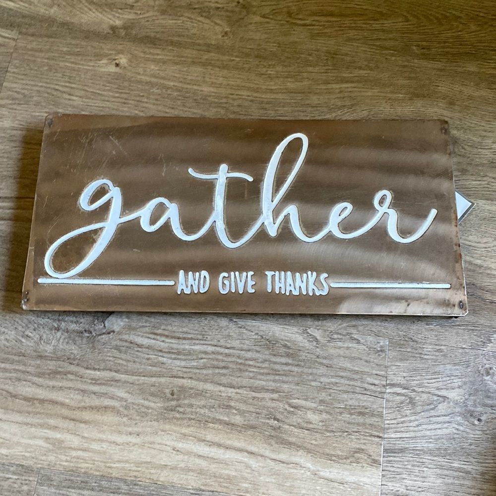 NEW “Gather & Give Thanks” Engraved Bronze Metal Finish Wall Plaque